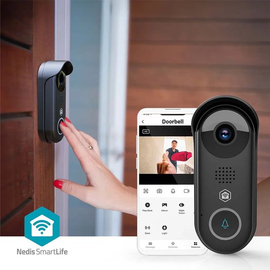 Nedis SmartLife Video Deurbel - Met Camera - Zonder abonnement - Nachtzicht - Full HD 1080p — afbeelding 3