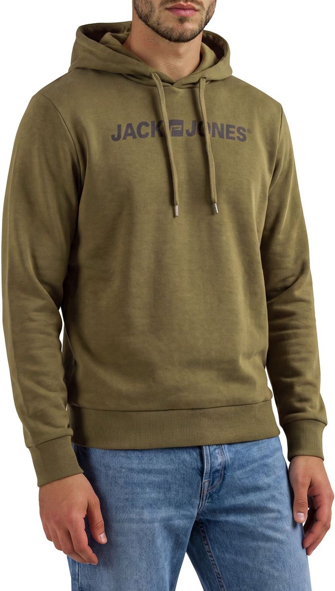 Jack & Jones Heren trui JJMORTY OLD LOGO SWEAT HOOD SMU regular fit Olijf M Volwassenen Hoodie - Sweatshirt