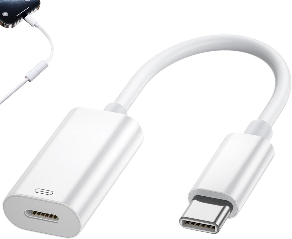USB C naar L Hoofdtelefoonadapter, 3-in-1 Snelladen, Audiotransfer, Type-C naar L Adapter voor iPhone 16/15 en iPad Air, Compatibel met USB-C Accessoires en Hoofdtelefoons