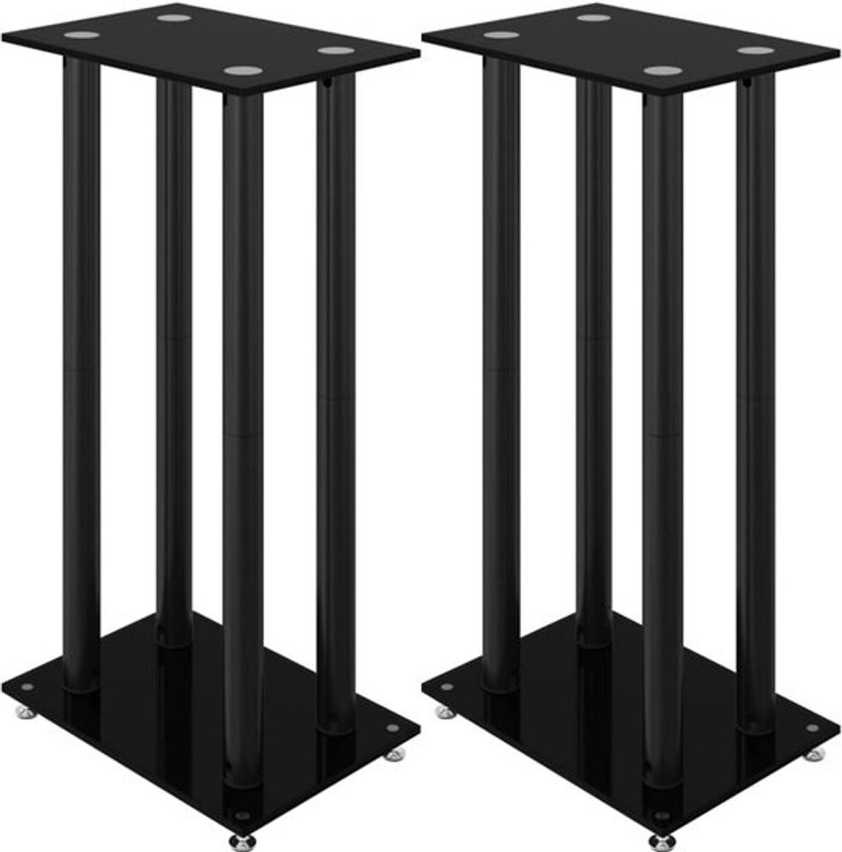 Set van 2 stevige luidsprekerstandaarden met gehard glas en kabelmanagement