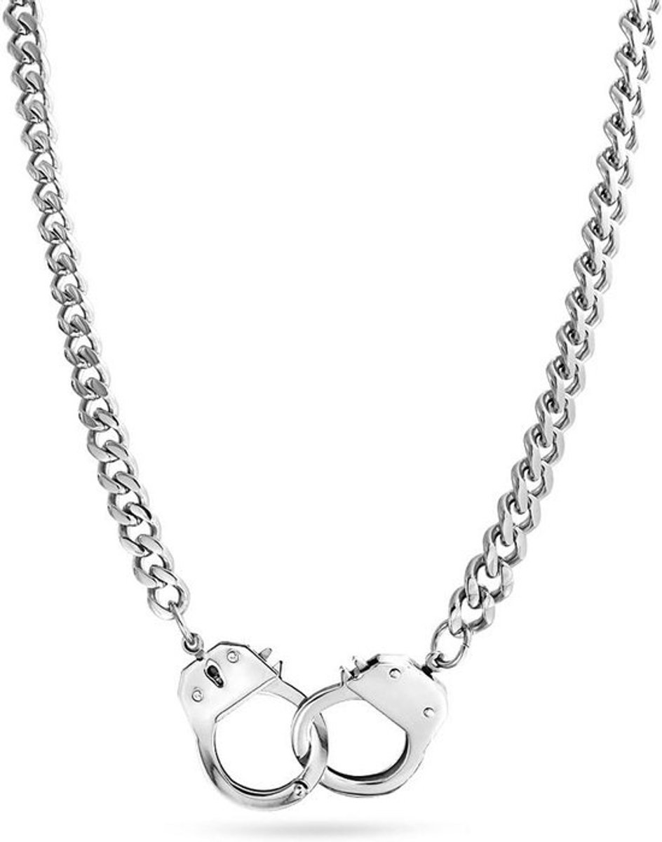 Statement Ketting Heren Dames met Handboeien Hanger Roestvrij Staal Punk Biker Sieraden