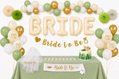 Bride to Be Partybox / Vrijgezellenfeest partybox pakket set feest versiering/decoratie ballonnen slingers goud sage salie groen