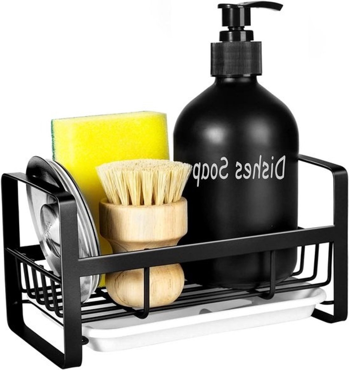Keuken Spoelbak Organiser met Verwijderbare Druppelbak – Voor het Opbergen van Spons, Vaatdoeken en Keukenaccessoires