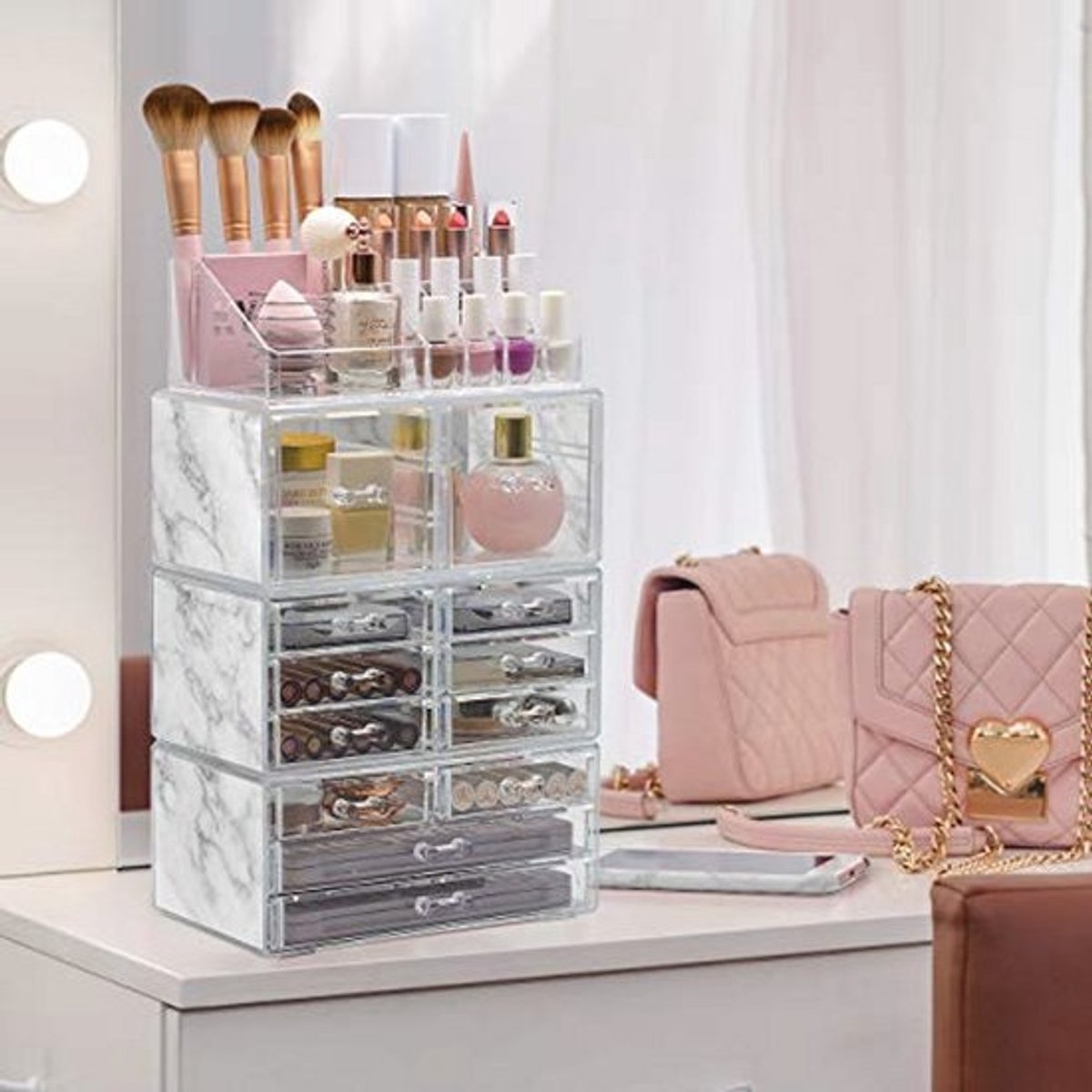 Cosmetische make-up en sieraden opbergkoffer toren display organizer - Ruimtebesparend ontwerp voor badkamer en dressoir