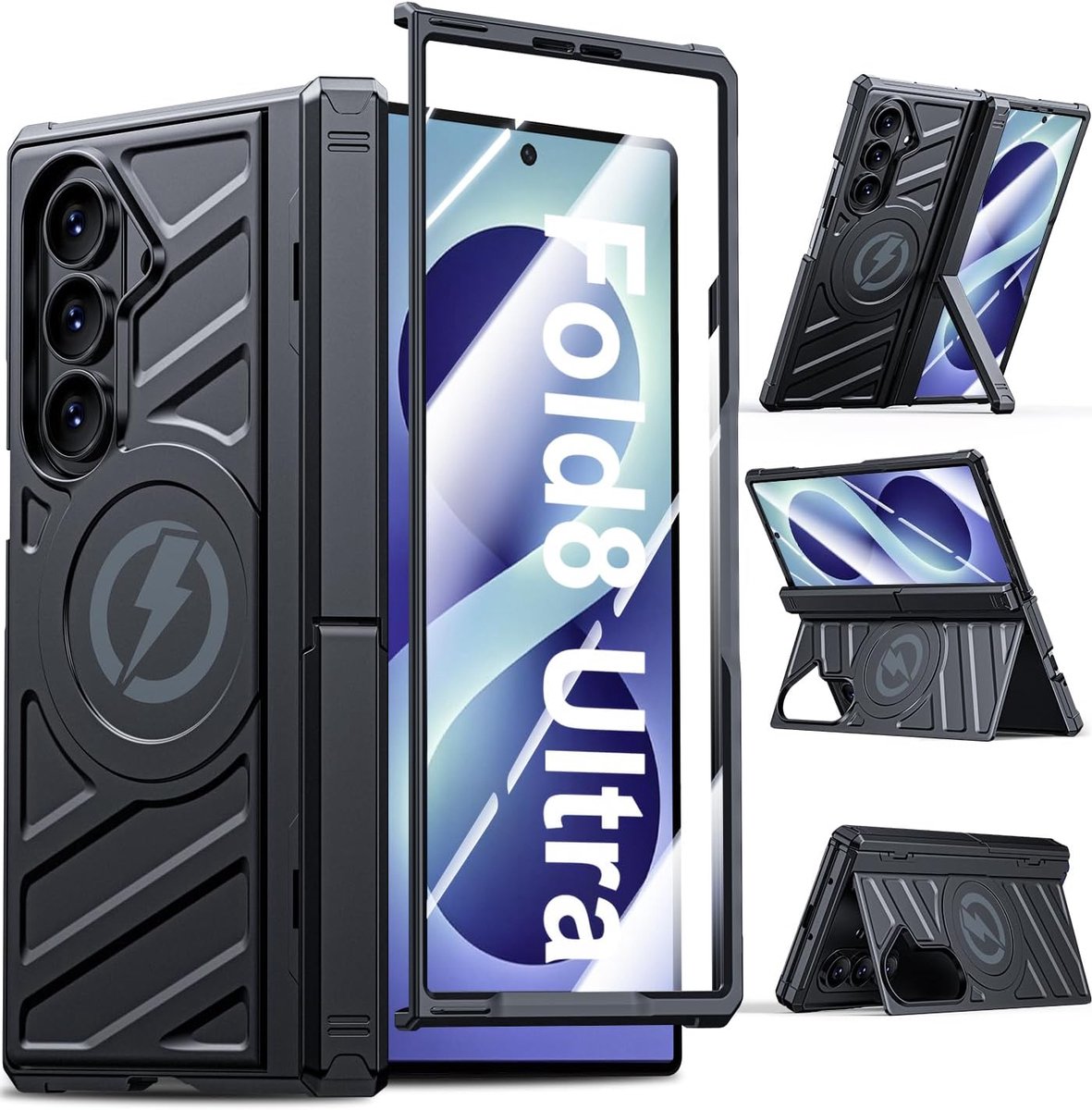 Zandarix Hoesje Geschikt voor Samsung Galaxy Z Fold 8 Ultra - Magnetisch - Scharnierbescherming - Kickstand - Geschikt voor Mag - Back Cover Hoesje - Zwart