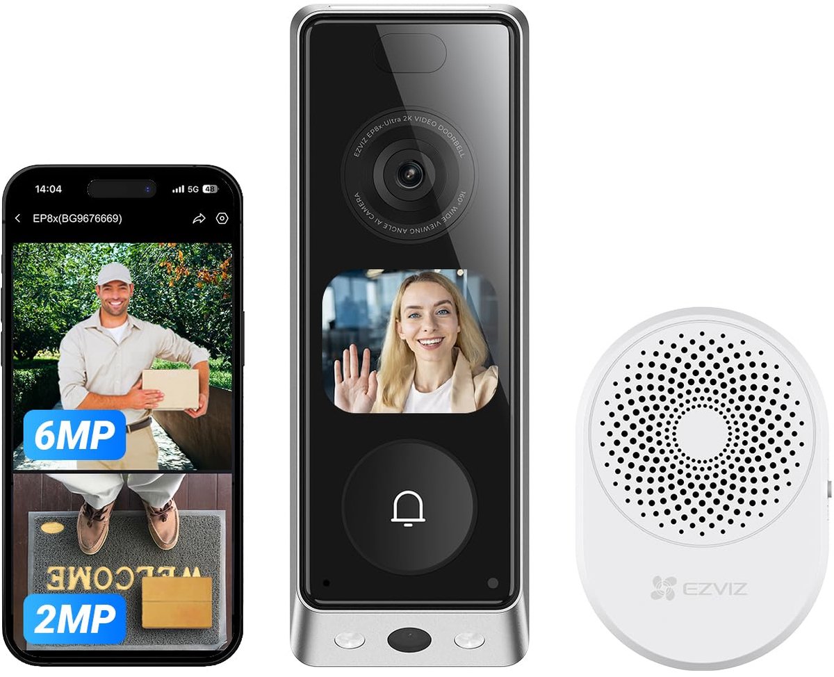 Videodeurbel met camera – Dual 6MP+2MP – 32GB opslag – 2x 9600mAh accu – Nachtzicht – IP65