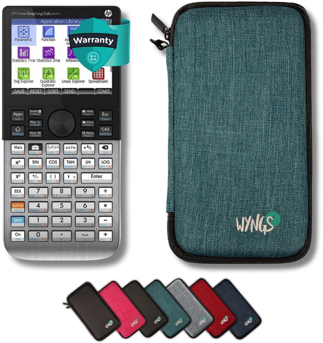 HP Prime G2 incl. WYNGS Beschermhoes Turquoise - Grafische Rekenmachine - Basis Pakket