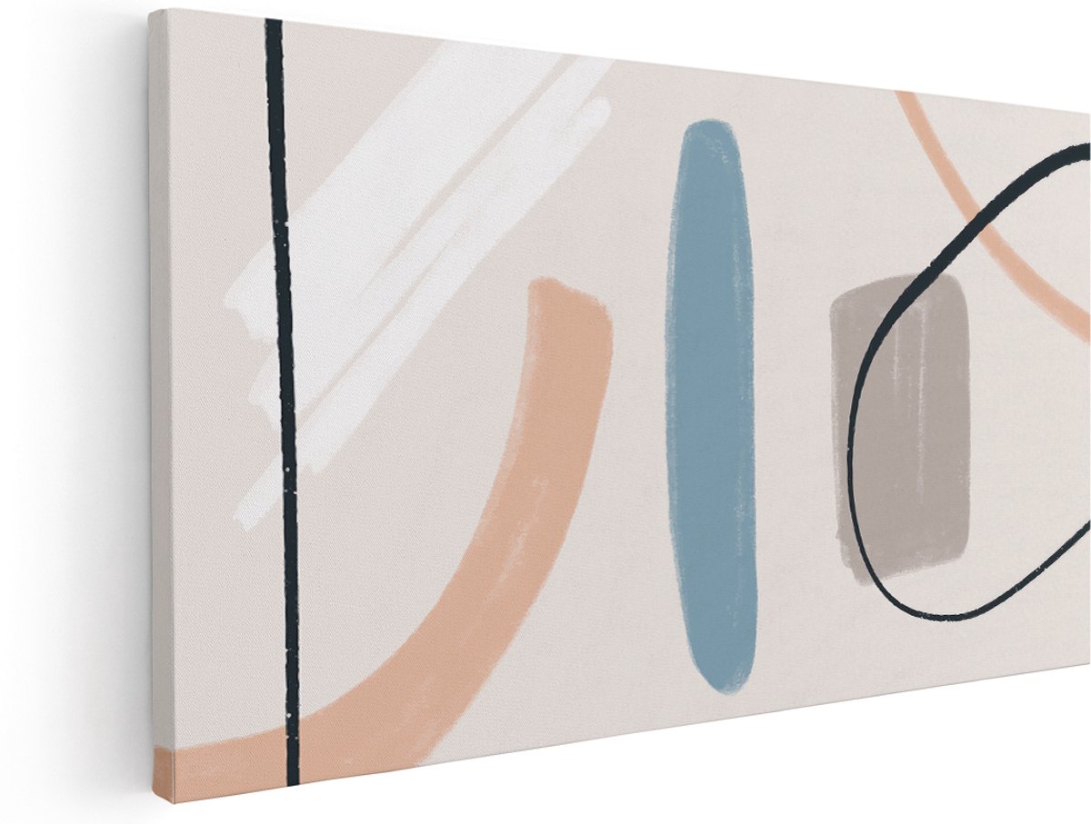 Artaza Canvas Schilderij Abstracte Kunst - Scandinavische Style - 180x90 cm - Groot - Wanddecoratie Woonkamer - Schilderijen - Muurdecoratie