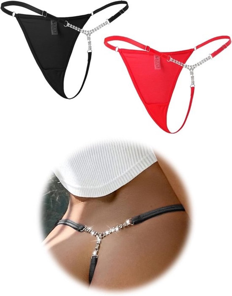 Sexy Tanga Slipje voor Dames met Diamantdecoratie - Chic en Zacht Ondergoed