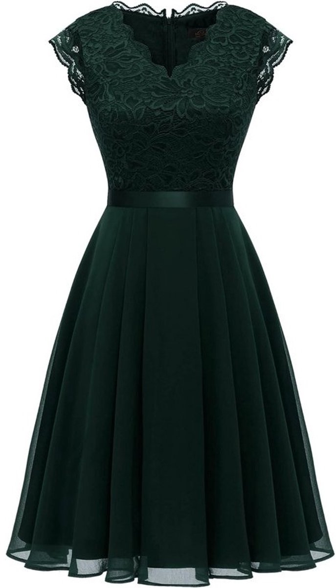 Elegante Korte Cocktailjurk met V-hals voor Feest en Bruiloft