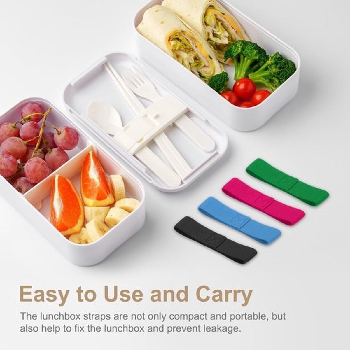 4 Stuks Elastische Riemen voor Bento Box en Lunchbox Bevestiging