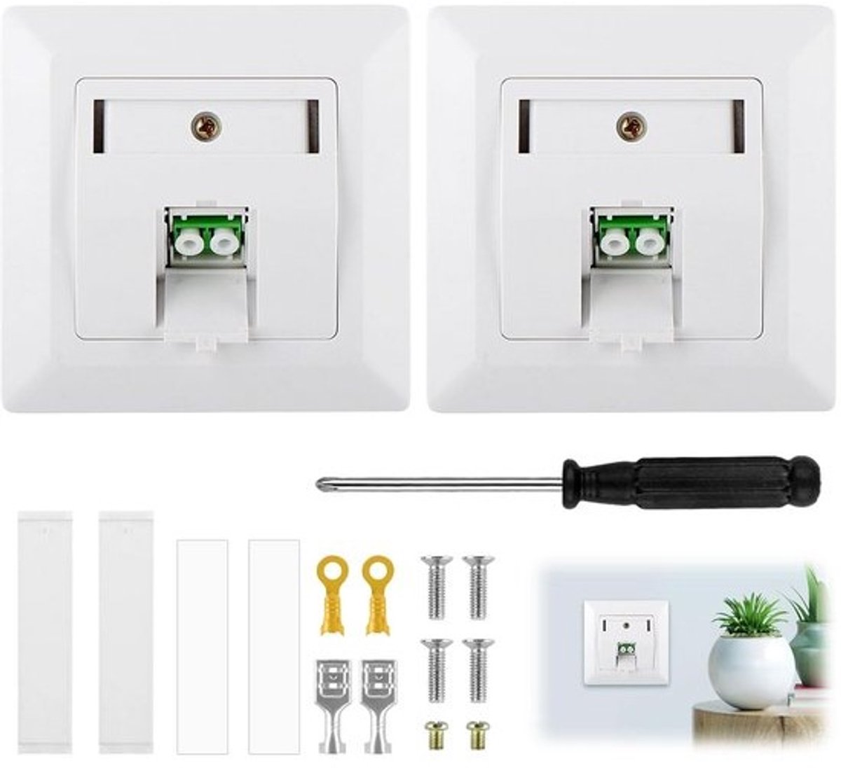 Glasvezel Aansluitdoos - FTTH Doos - Internet Aansluiten - Met 2 LC-APC Poorten - Opbouwmontage - Wit