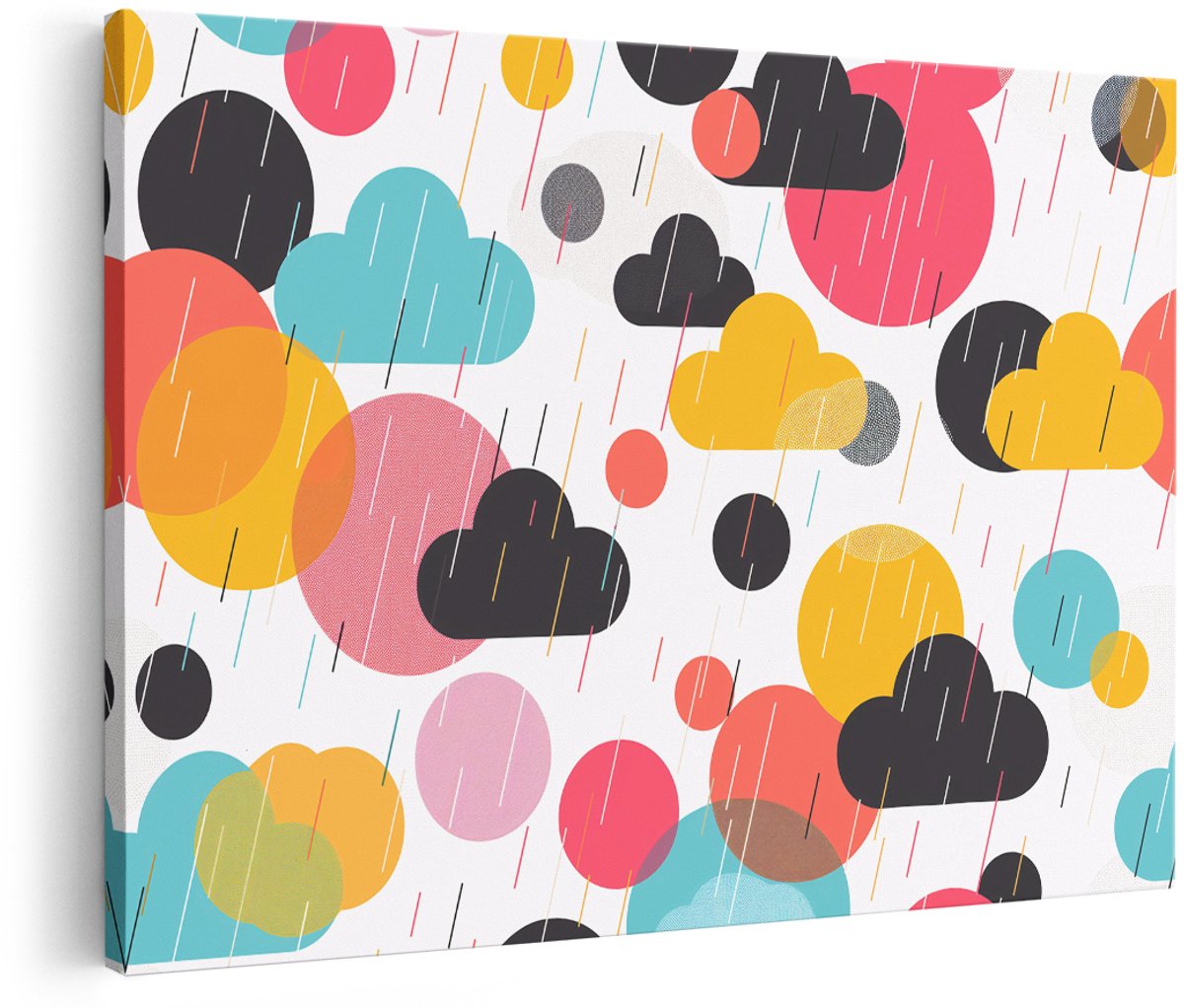 Artaza Canvas Schilderij Abstract - 180x120 cm - Groot - Wanddecoratie Modern - Muurdecoratie Kinderkamer - Decoratie Kleurrijk Patroon