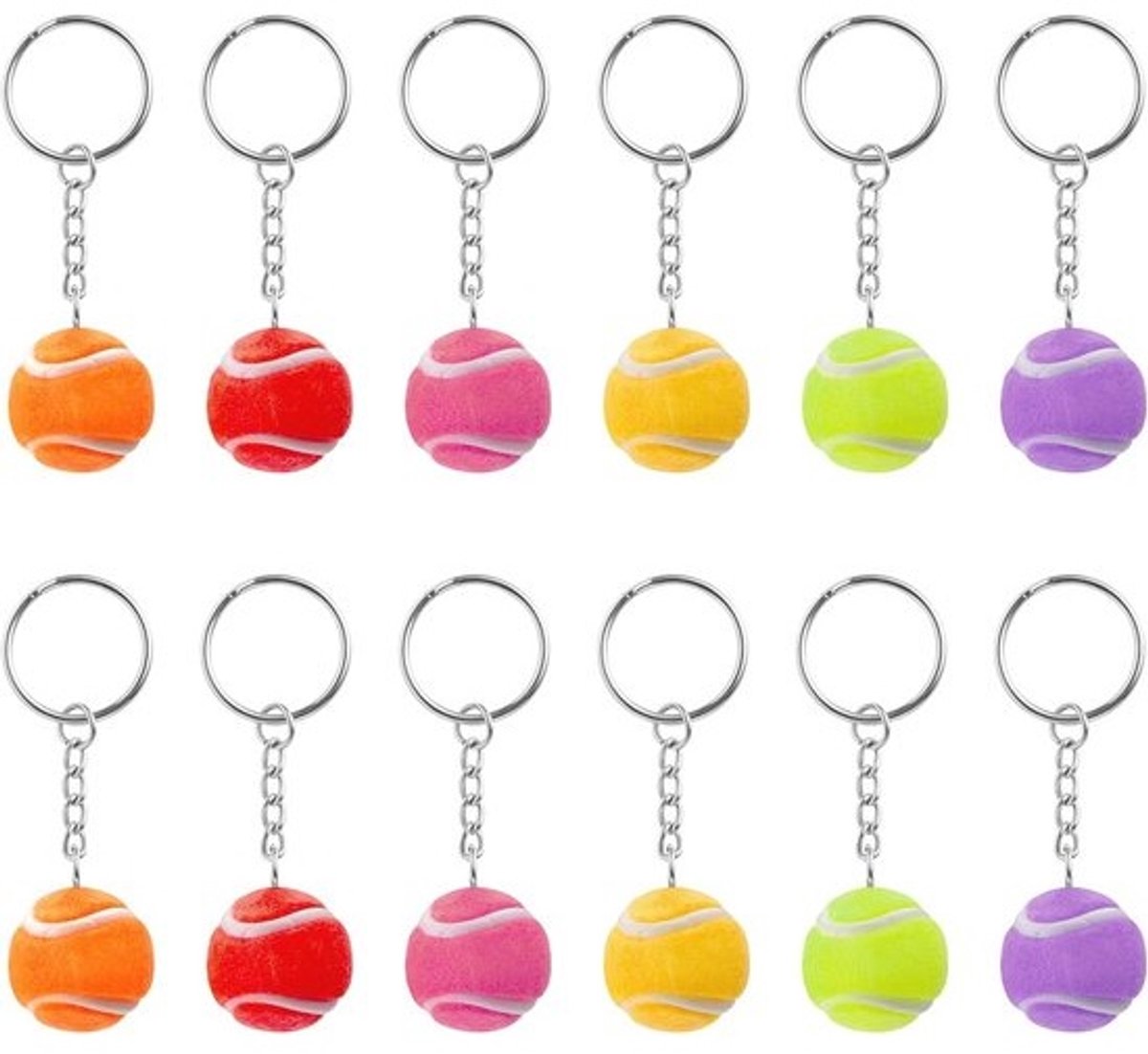 Mini tennisbalsleutelhangers - Set van 12 voor tennisliefhebbers