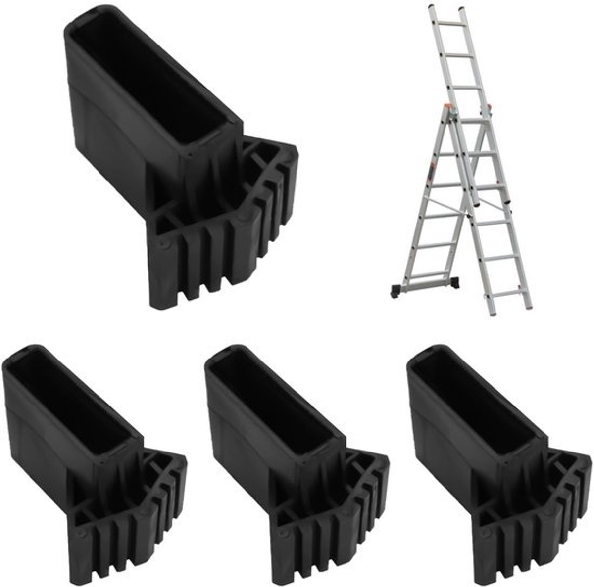 Dailygoods- Laddervoetjes Antislip - 4 Rubberen Voetjes - Slijtvaste Laddervoetkappen - Universele Ladderkappen - Bescherming Vloer - Eenvoudig te Vervangen