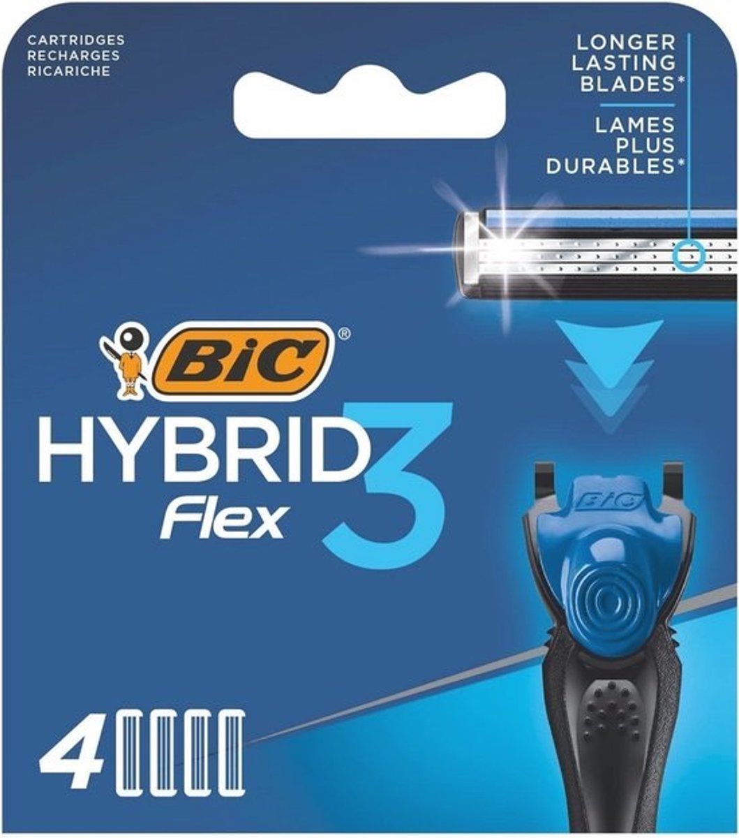 Heren Scheermesjes, Hybrid 3 Flex, 4-Delige Verpakking met 3 Titanium Scheermessen