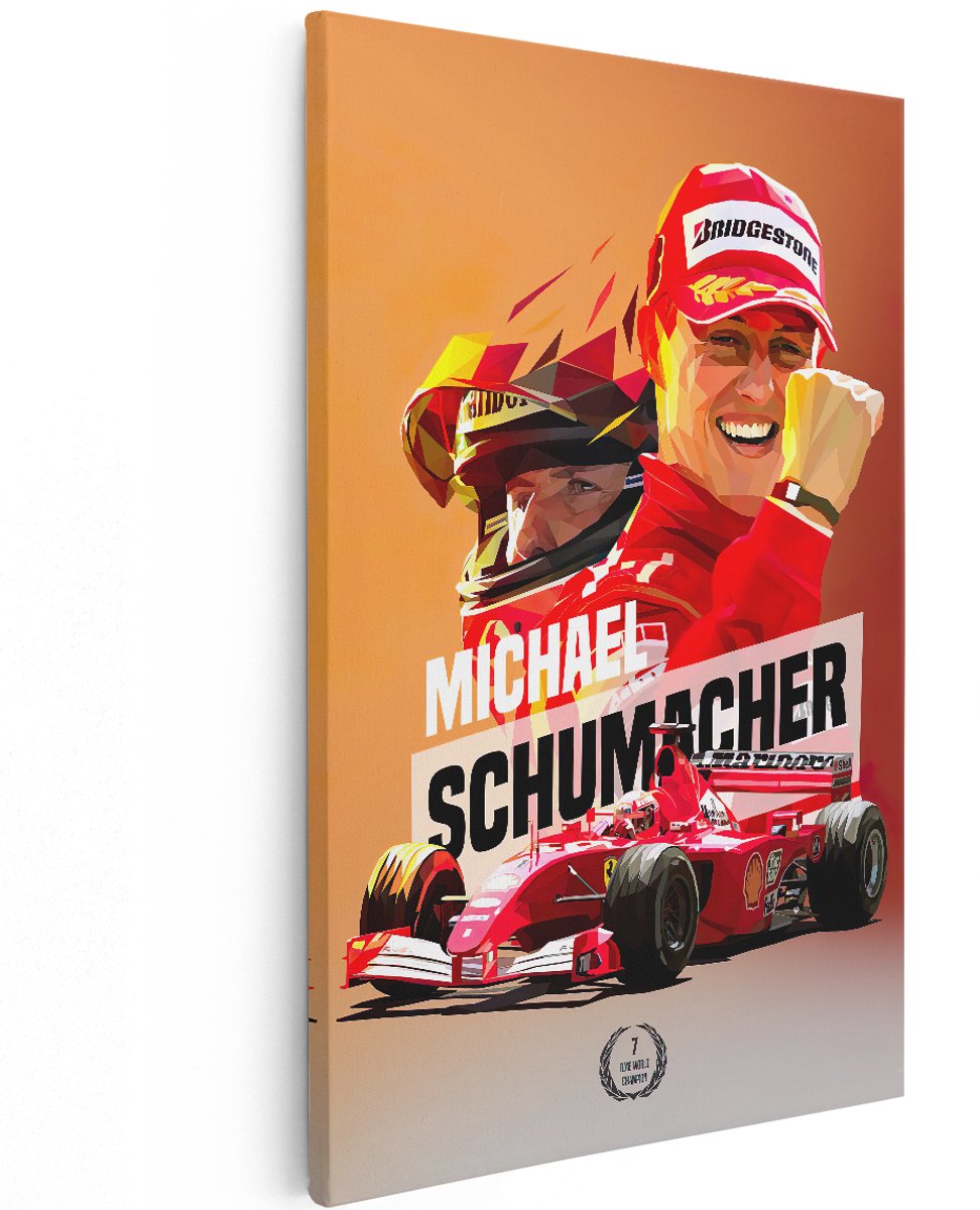 Artaza Canvas Schilderij Michael Schumacher bij Ferrari F1 - 120x180 cm - Groot - Muurdecoratie - Canvas Print