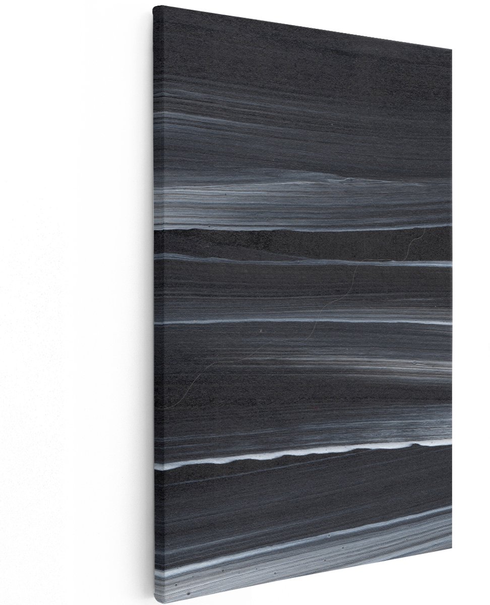 Artaza Canvas Schilderij Abstracte Kunst - Zwart met Witte Lijnen - 120x180 cm - Groot - Wanddecoratie Woonkamer - Schilderijen - Muurdecoratie