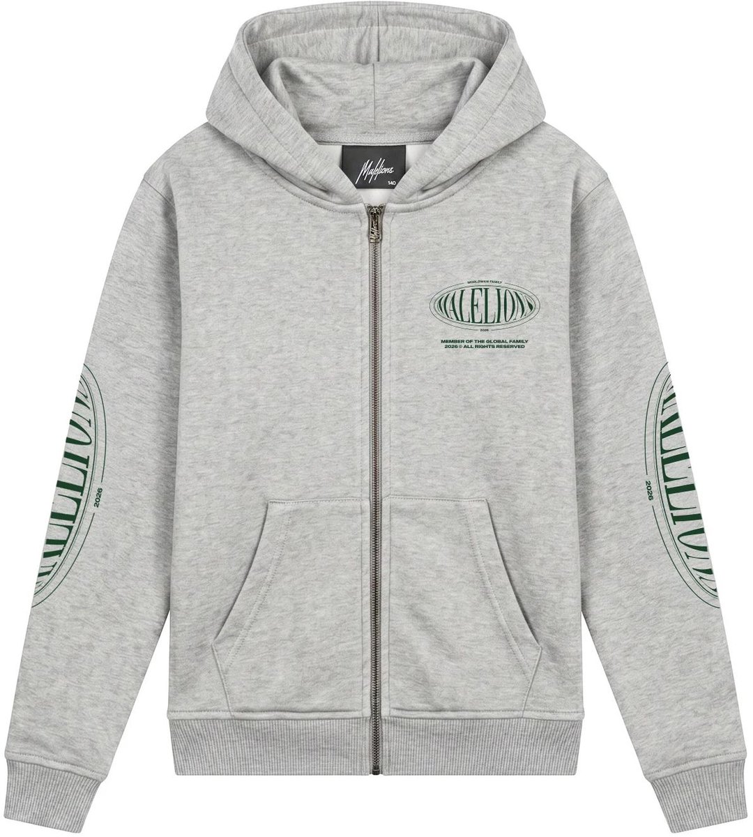 Malelions relaxed lifestyle zip hoodie in de kleur grijs.