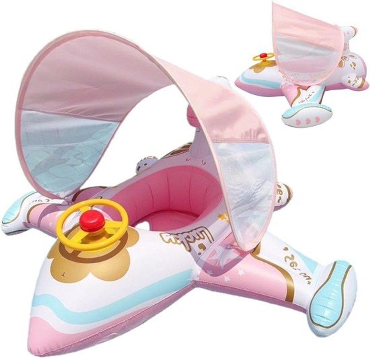 Vliegtuig Zwembad - Opblaasbaar Luchtbed - Waterpret Kinderen - Met Zonnescherm - 30 x 28 x 5 cm - Enkel kenmerk