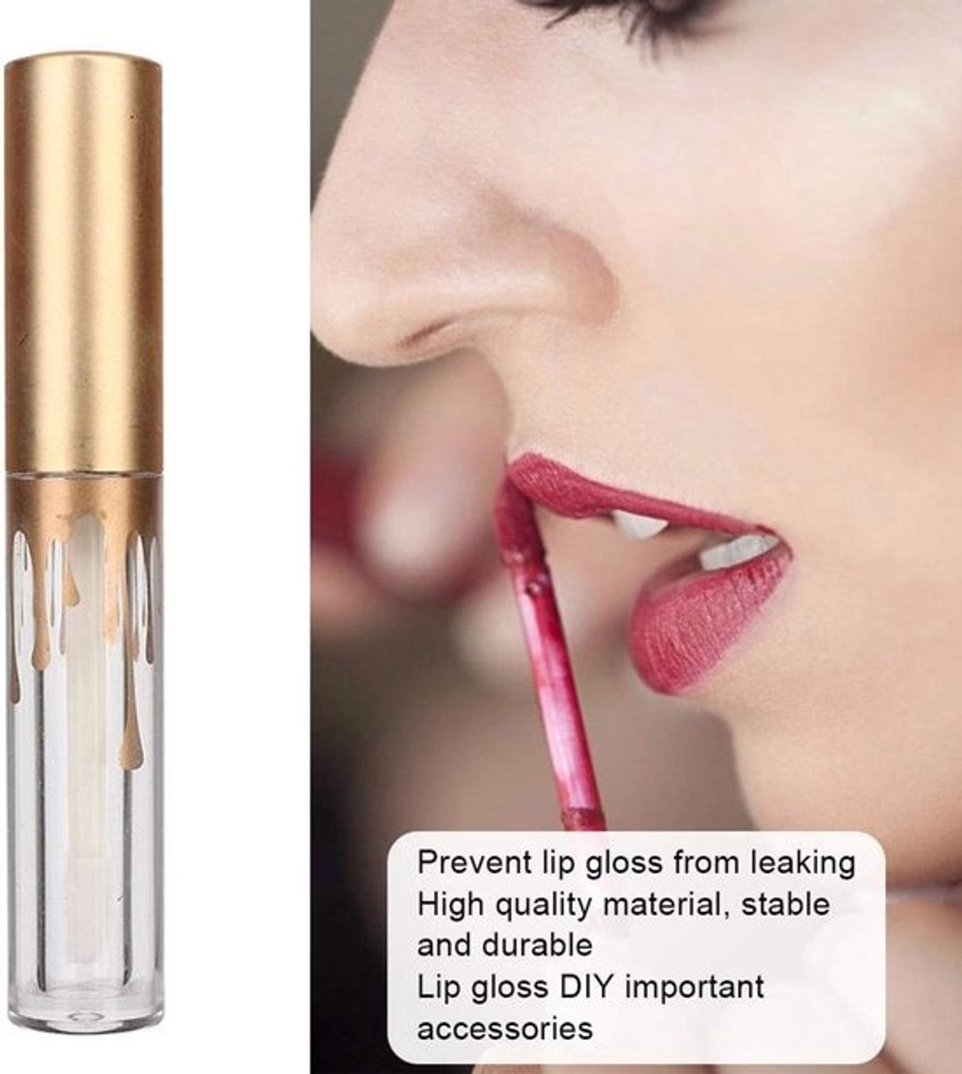 Lege Lipgloss Tubes - Lippenolie Flesjes - Zelf Make-up Maken - Lekvrije Stoppen - 10 Stuks 2.5ml - Mat Goud