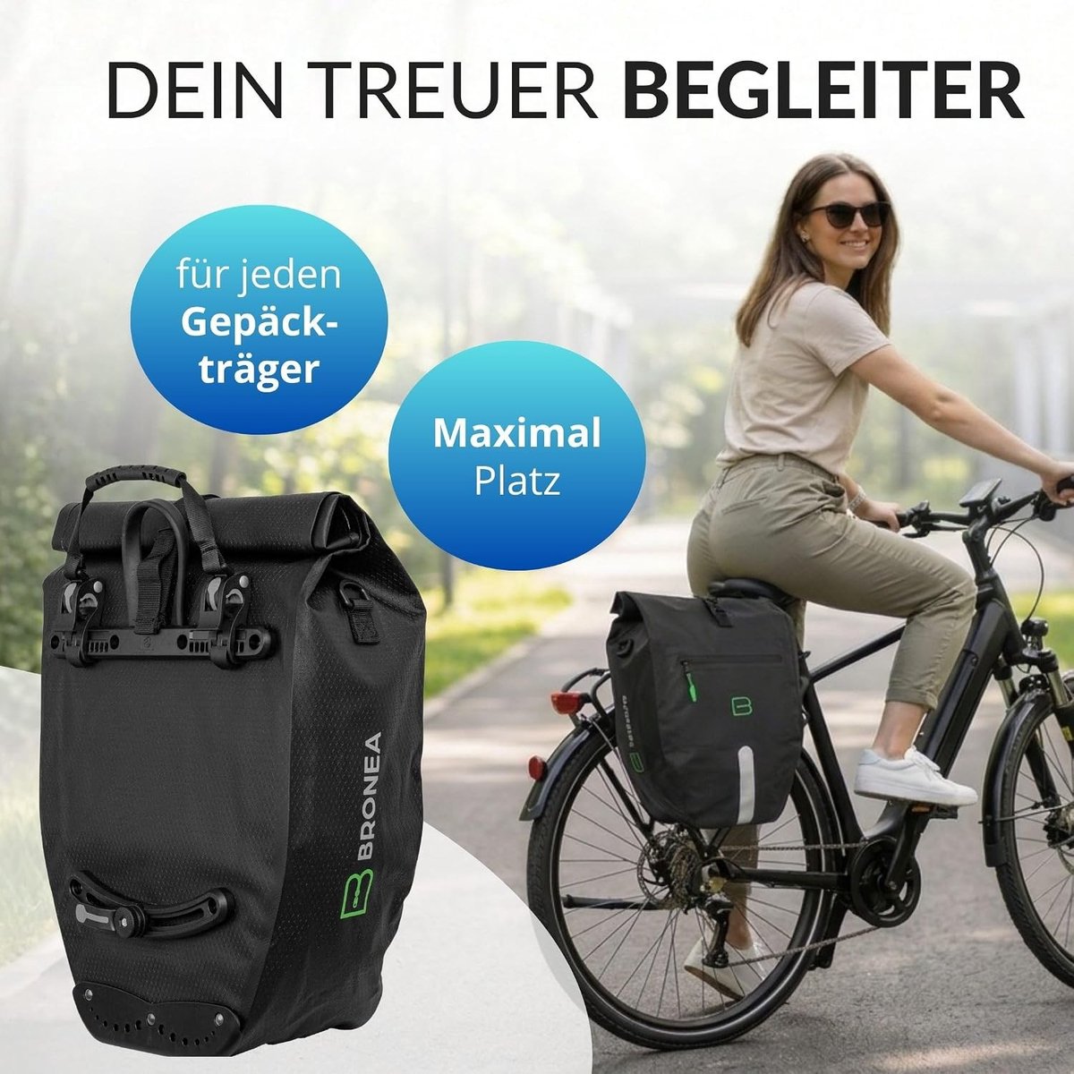 Bagagedragertas voor fiets - Zwart - 28 liter - Waterdichte Fietstas met Afneembare Schouderriem - Voor Werk en Fietstochten