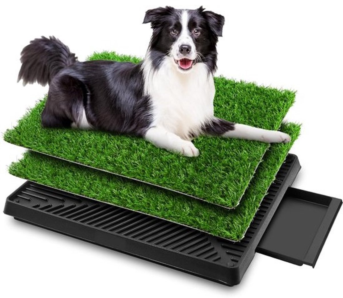 Hondentoilet 63 x 50 cm - Versterkt Kunstgras Puppytoilet met 2 Vloeren voor Binnen & Buiten