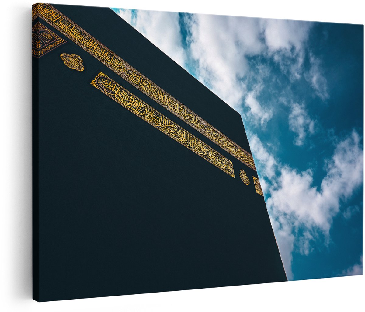 Artaza Canvas Schilderij Kaäba Gebedshuis in Mekka - 150x100 cm - Groot - Foto Op Canvas - Wanddecoratie Woonkamer