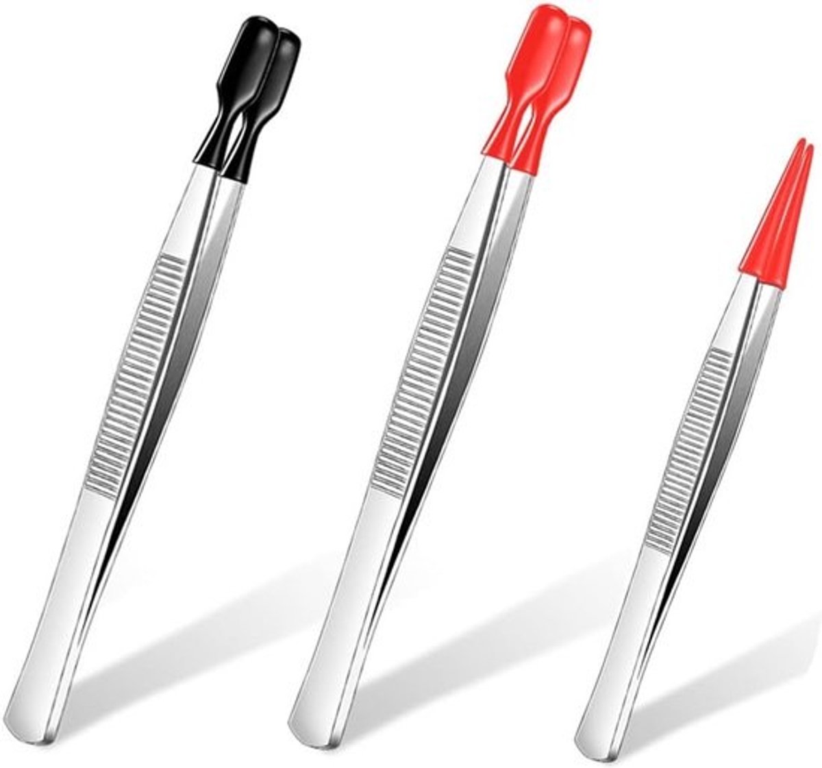 3x Pincet met Platte Punt en Rubberen Coating - Antislip Roestvrij Staal voor Munten, Postzegels en Hobby