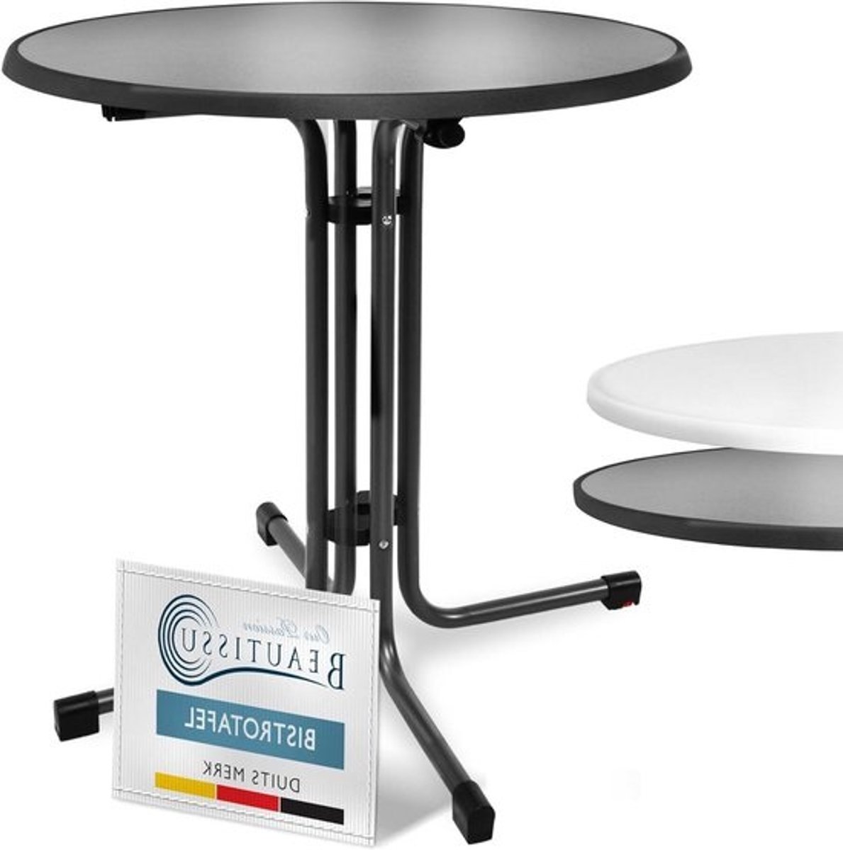 Bistro Tafel - Buitentafel Rond - Buiten Zitten - Waterafstotend Blad - Ø 80 x 70 cm - Zwart