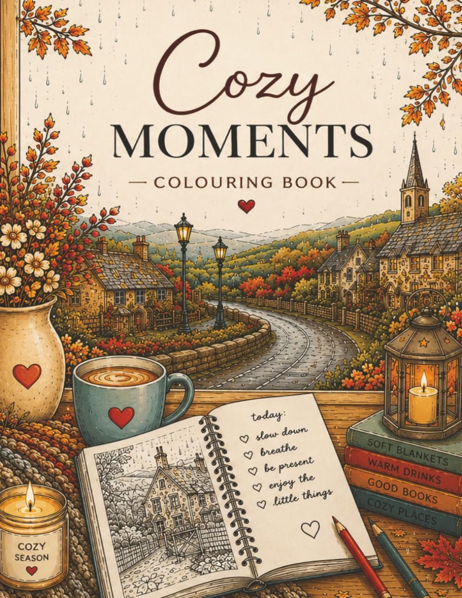 Cozy Moments Colouring Book: 53 Relaxing Scenes of Rainy Days, Cozy Homes, Slow Living, Self-Care and Everyday - ShopVlot