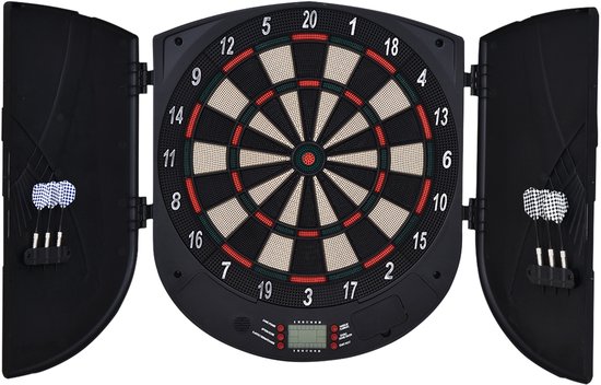 Elektronisch digitaal dartbord met 6 darts, tot 8 spelers, scorebord, zijpoorten, lcd-scherm en 26 spellen, 44x4,4x50 cm, zwart — afbeelding 3