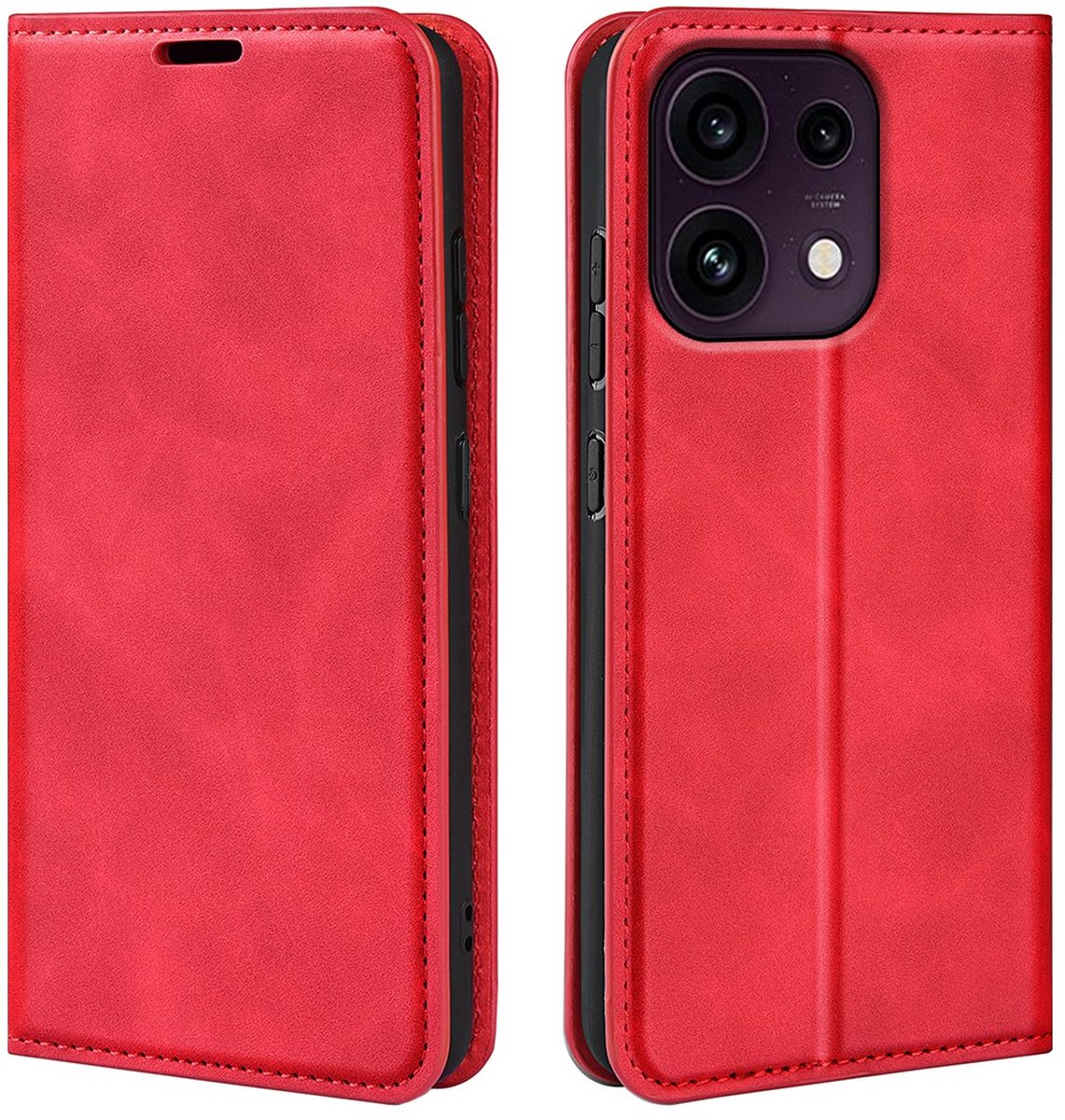 MobyDefend Hoesje - Geschikt voor Oppo Reno16 F/FS - Luxe Wallet Bookcase (Magnetische Sluiting) - Rood