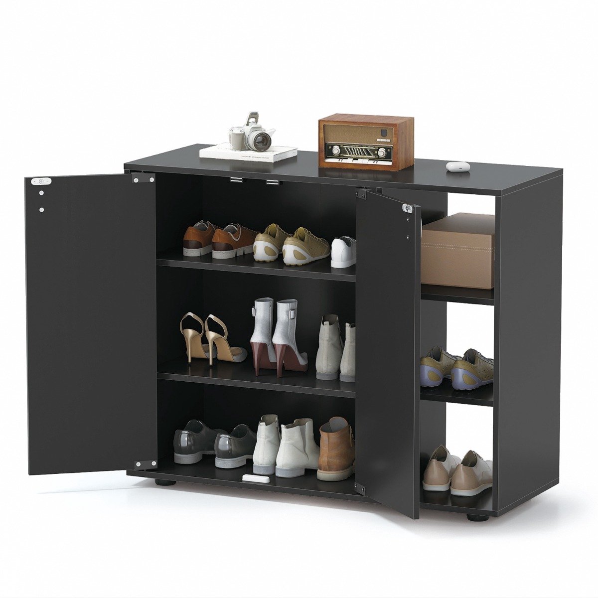 SureDeal® - Schoenenkast - Deuren Schoenenrek - Niveaus - Verstelbare Open Planken - 80x31x64,5 cm - Donkerbruin