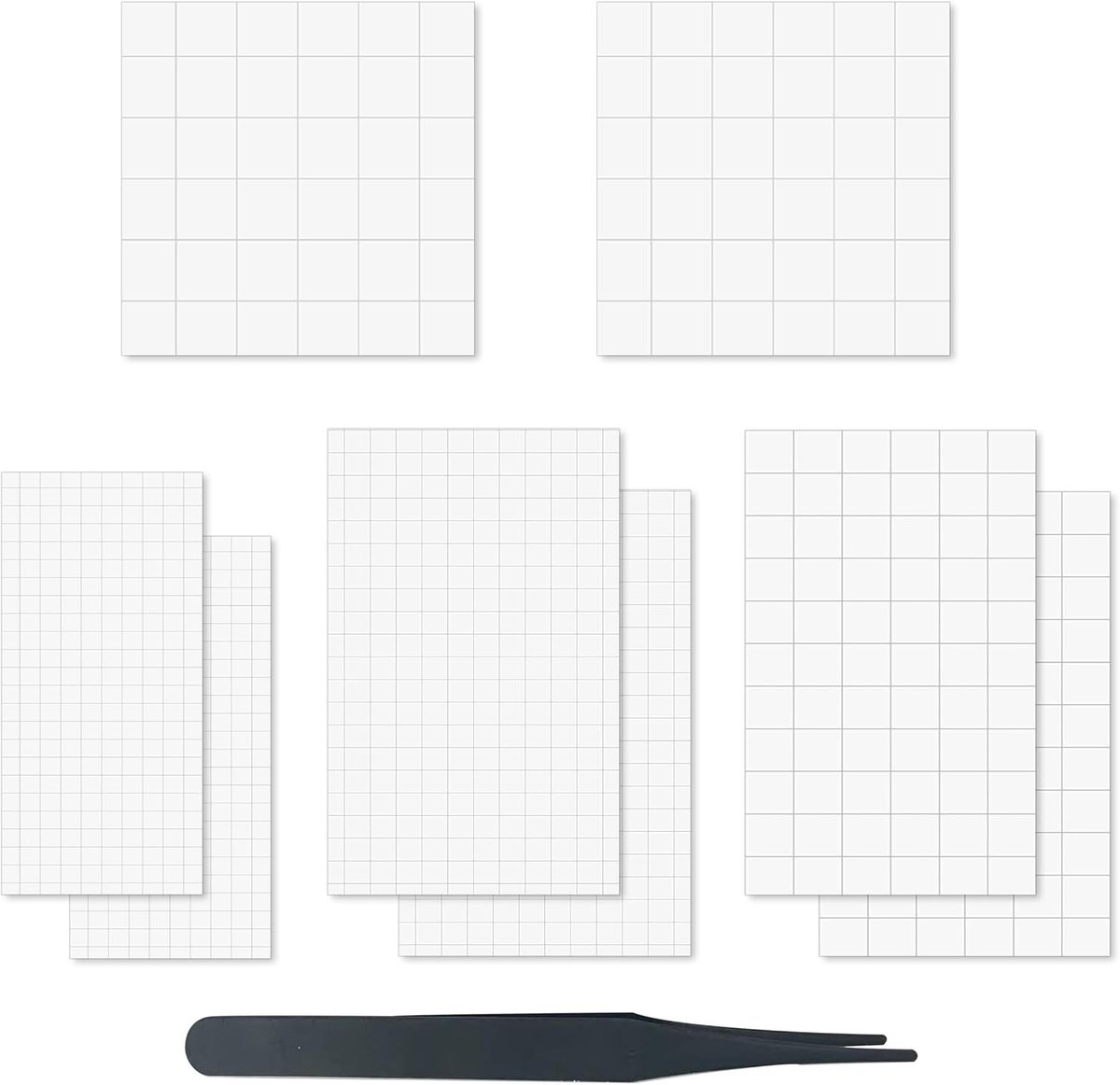 Dubbelzijdige 3D Lijmpads in 4 Maten voor Creatieve Klussen, Foam Plakpads in Wit, 16x16, 12x12, 6x6 en 5x5 mm