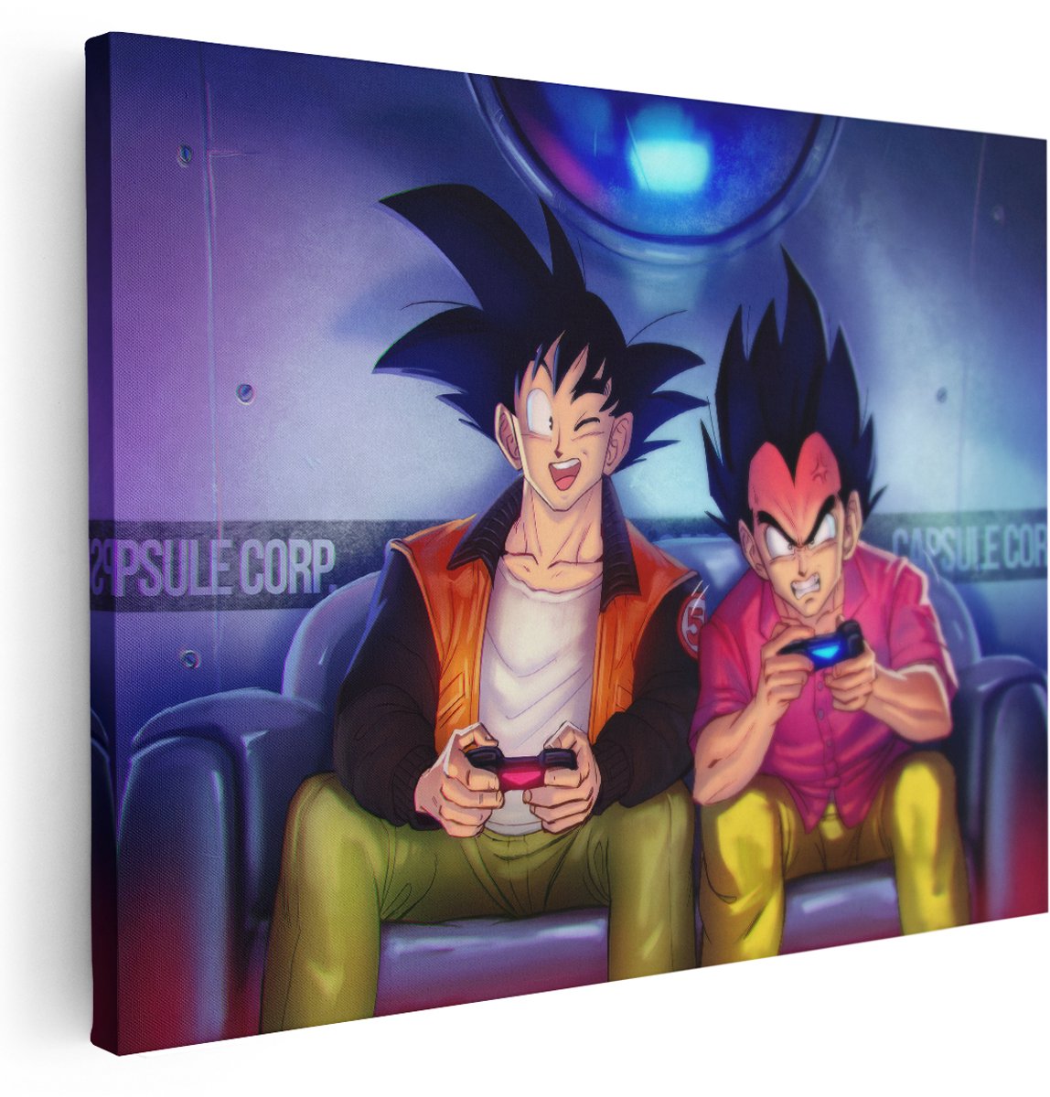 Artaza Canvas Schilderij Dragon Ball - 160x120 cm - Groot - Wanddecoratie Capsule Corp - Muurdecoratie Gaming - Schilderijen Jongens Slaapkamer