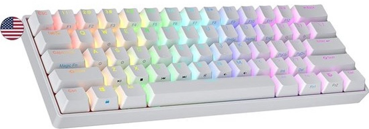 Interchangeable 60% Mechanical Gaming Keyboard - Multi Color RGB LED Backlit | 61 Keys QWERTY
