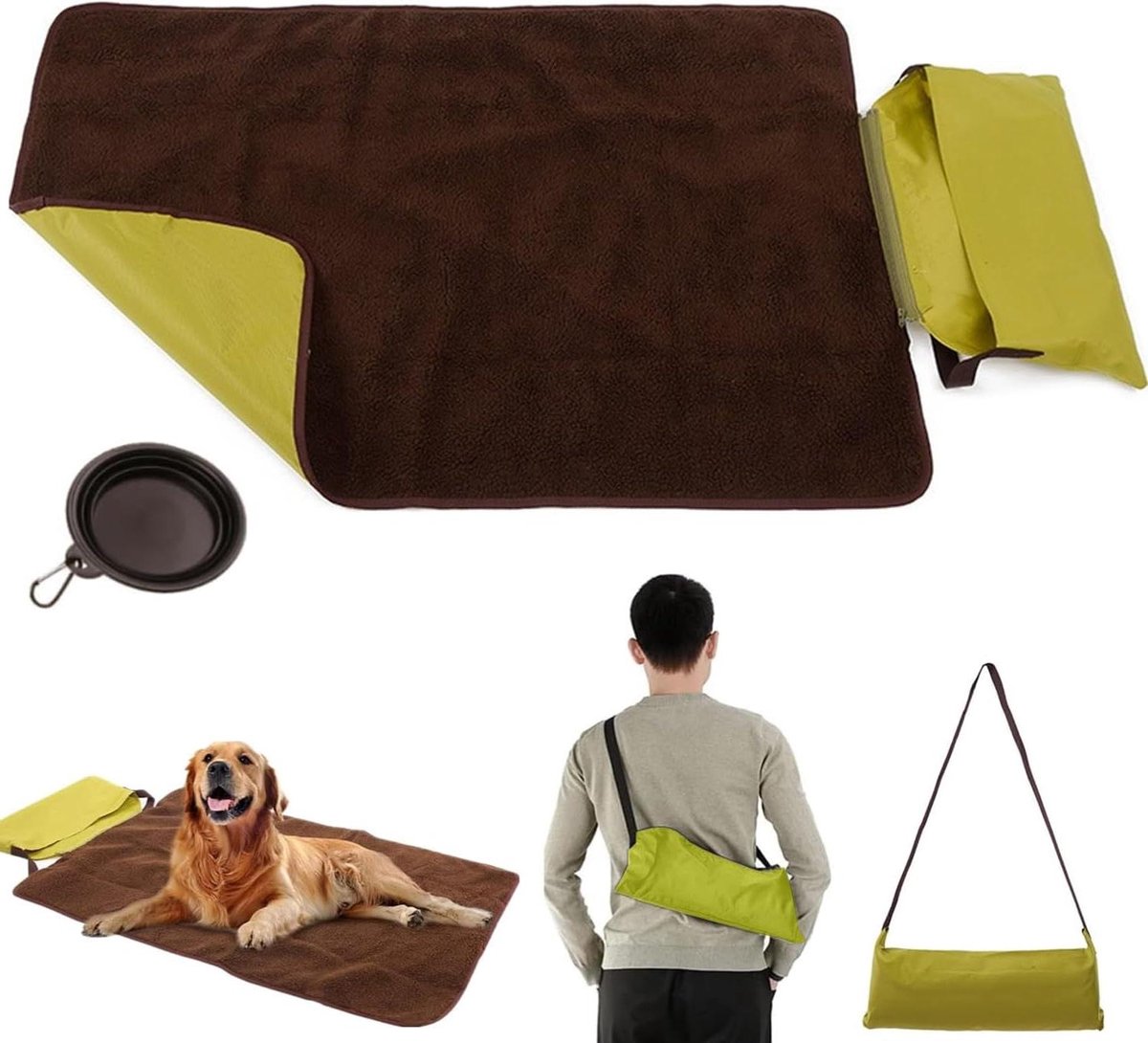 Opvouwbare Huisdierdeken - Reisdeken Honden - Comfortabel Reizen - Dubbelzijdig Ontwerp - 100 x 70 cm - Groen