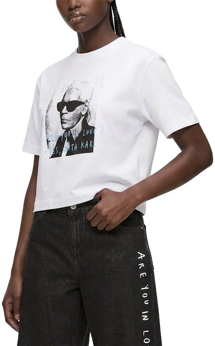 Karl Lagerfeld Jeans B4w17078 Korte Mouw Top Wit M Vrouw