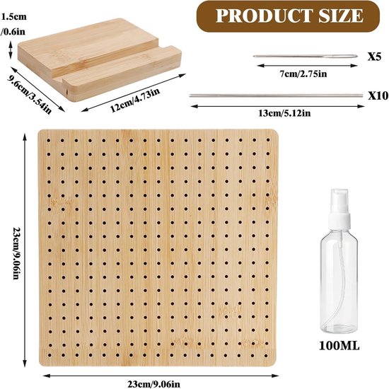 28 cm Granny Square Spanner, bamboe spanplank voor haken, breien en handwerkprojecten — afbeelding 5