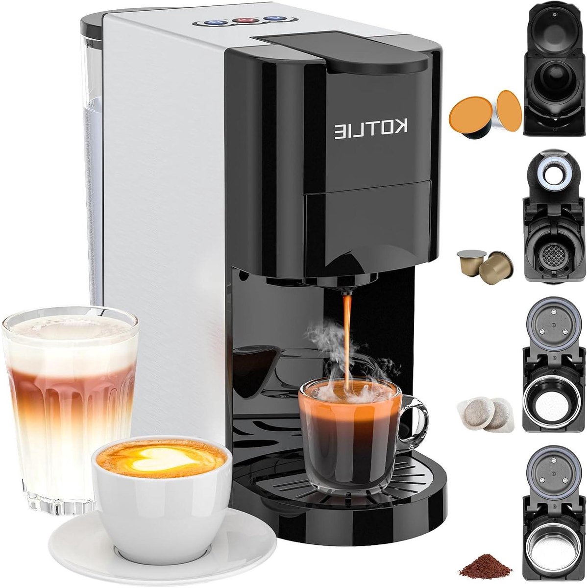 Capsulekoffiezetapparaat - Eenkopsmachine - Koffie Zetten - 4-in-1 Compatibel - 800ml Tank - Zwart