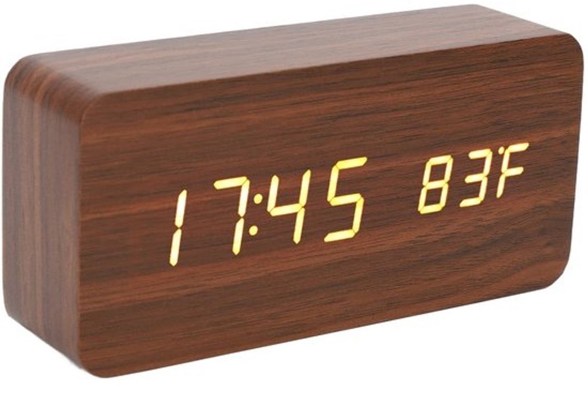 Dailygoody - LED-houten Digitale Wekker - Helderheid op 3 Niveaus - Ideaal voor Slaapkamer en Kantoor - Temperatuurweergave - Eenvoudig en Gestructure...