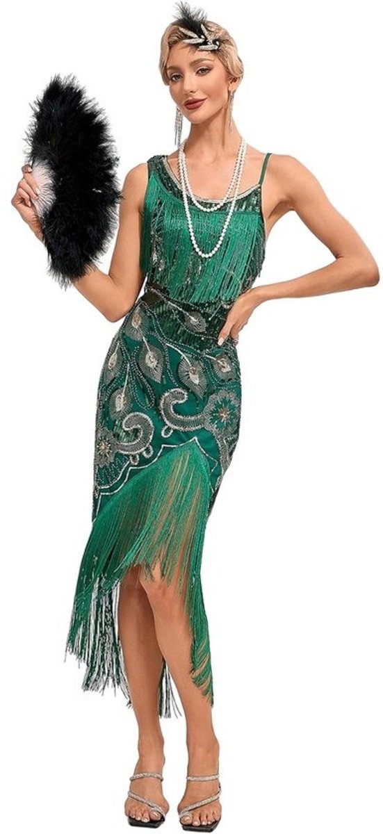 Flapper jurk met franjes en pailletten voor dames – dans jurk voor festivals