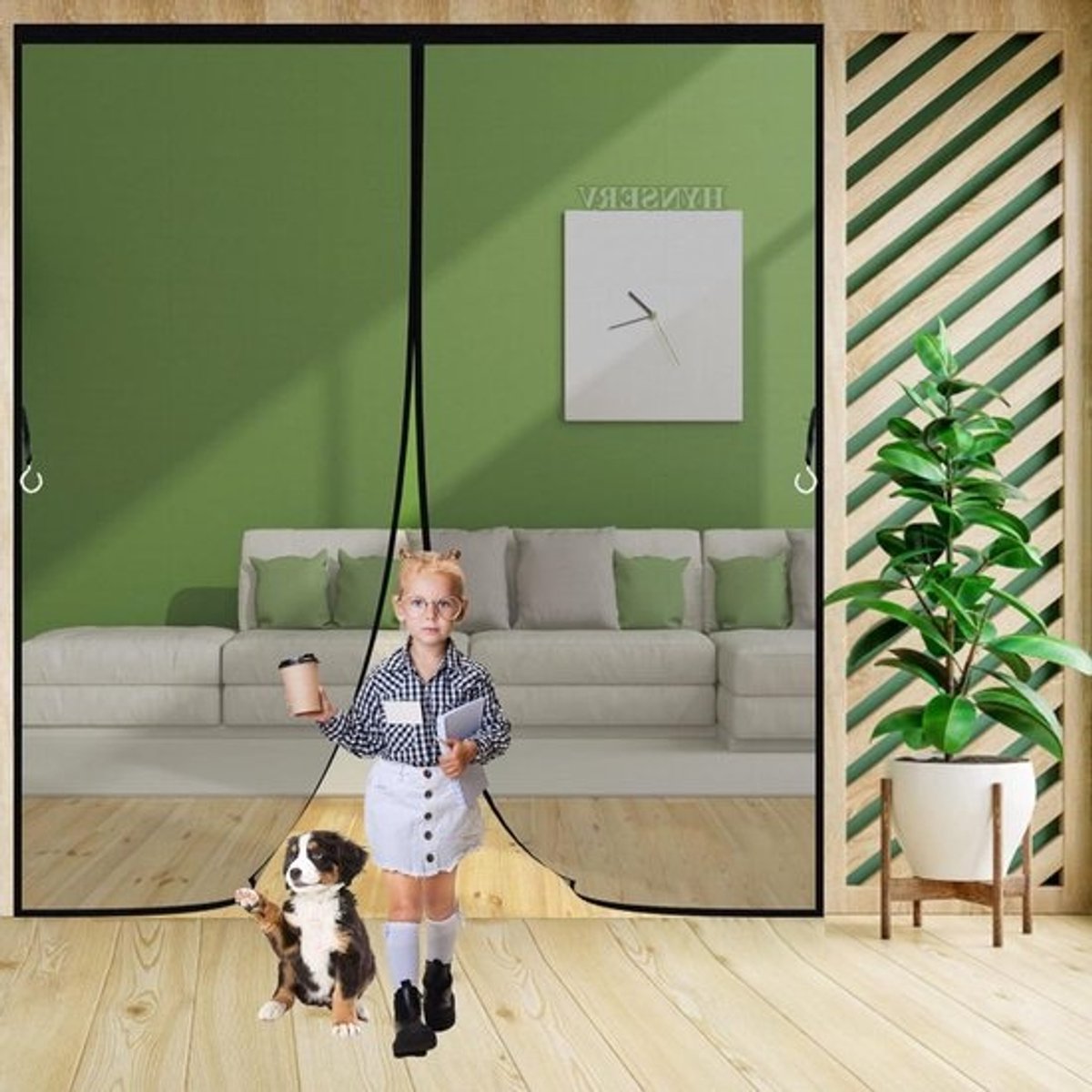 Magnetische Deur Hor - Vliegendeur Hor - Insecten Buiten Houden - Full Frame Magic Tape - 90x205 cm - Zwart