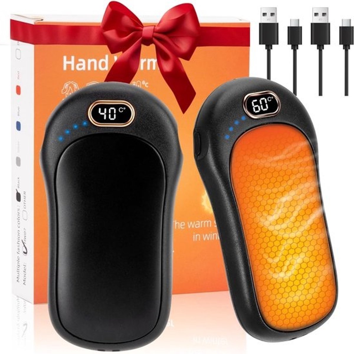 Handwarmers Oplaadbaar - USB Warmers - Buiten Warm Blijven - Instelbare Warmte - 2 stuks - Zwart