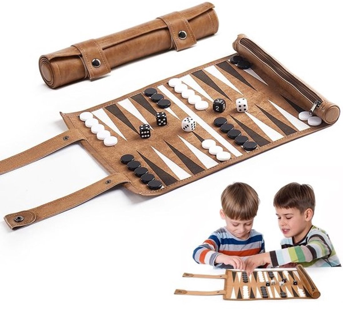 Classic Backgammon Set voor Volwassenen - Ideaal voor Thuis en op Reis