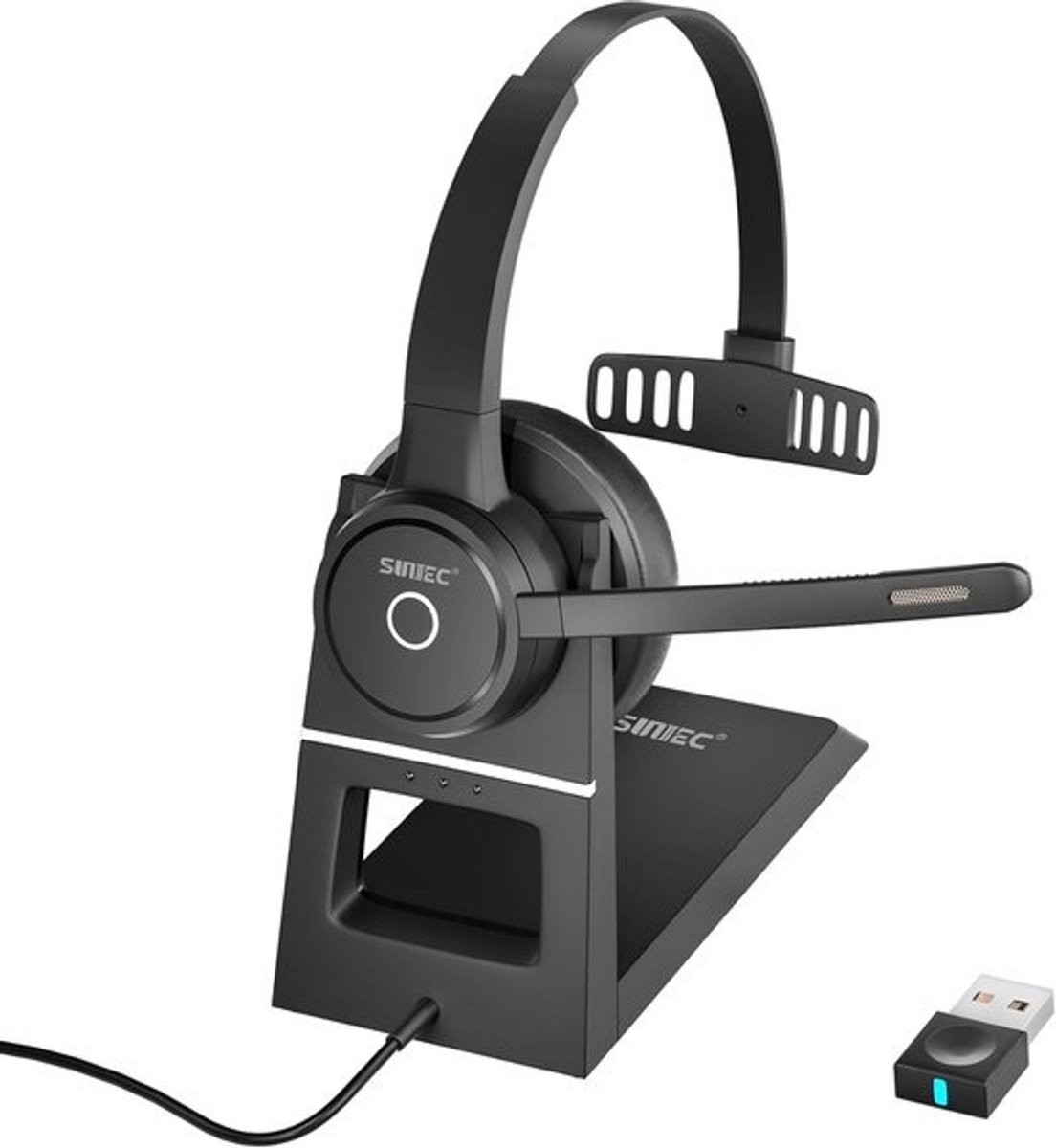 Draadloze PC Headset met Microfoon en AI Noise Cancelling voor Thuiswerken en Callcenter