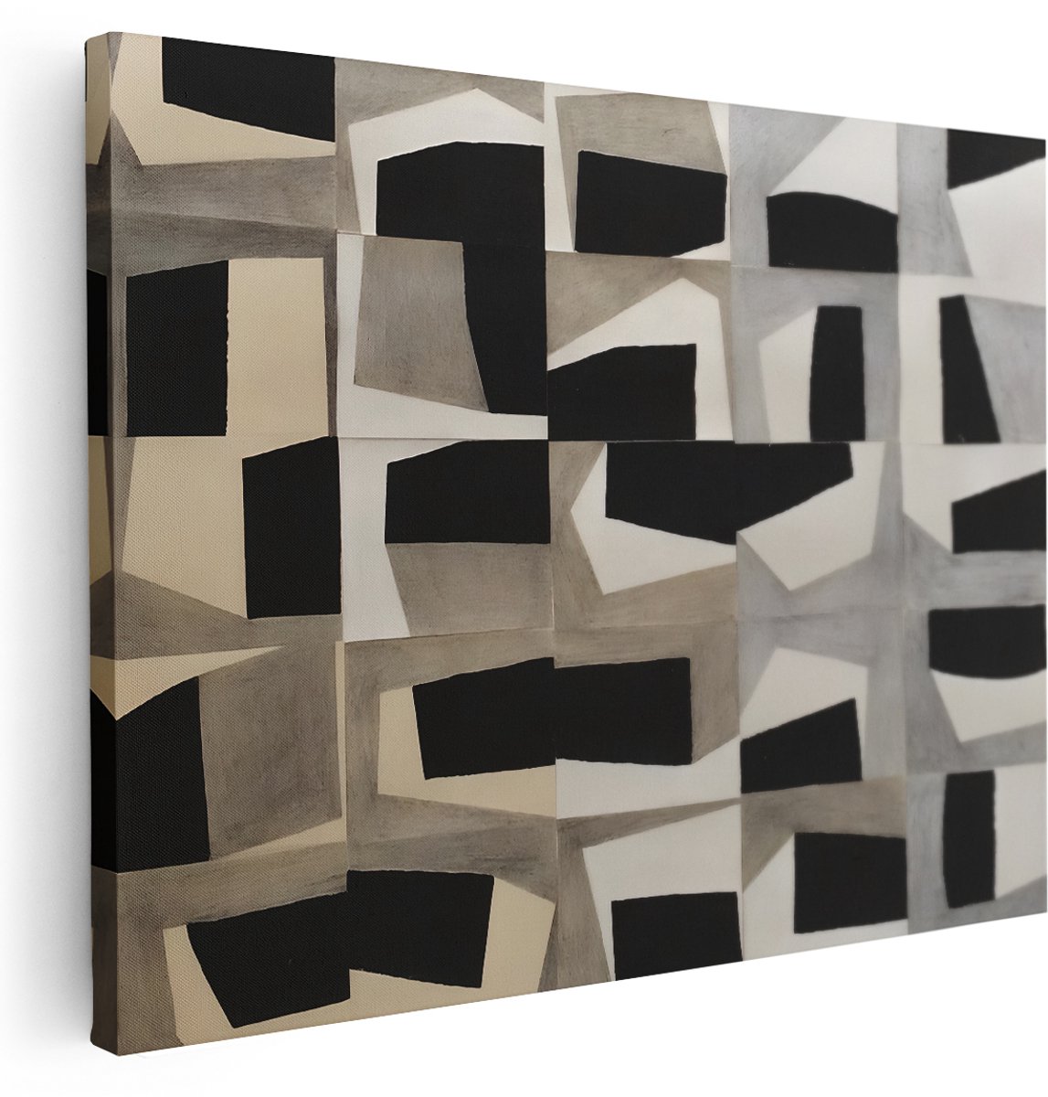 Artaza Canvas Schilderij Abstracte Vormen - 160x120 cm - Groot - Wanddecoratie Industrieel - Muurdecoratie Rasterpatroon - Decoratie Woonkamer - Kamer Accessoires