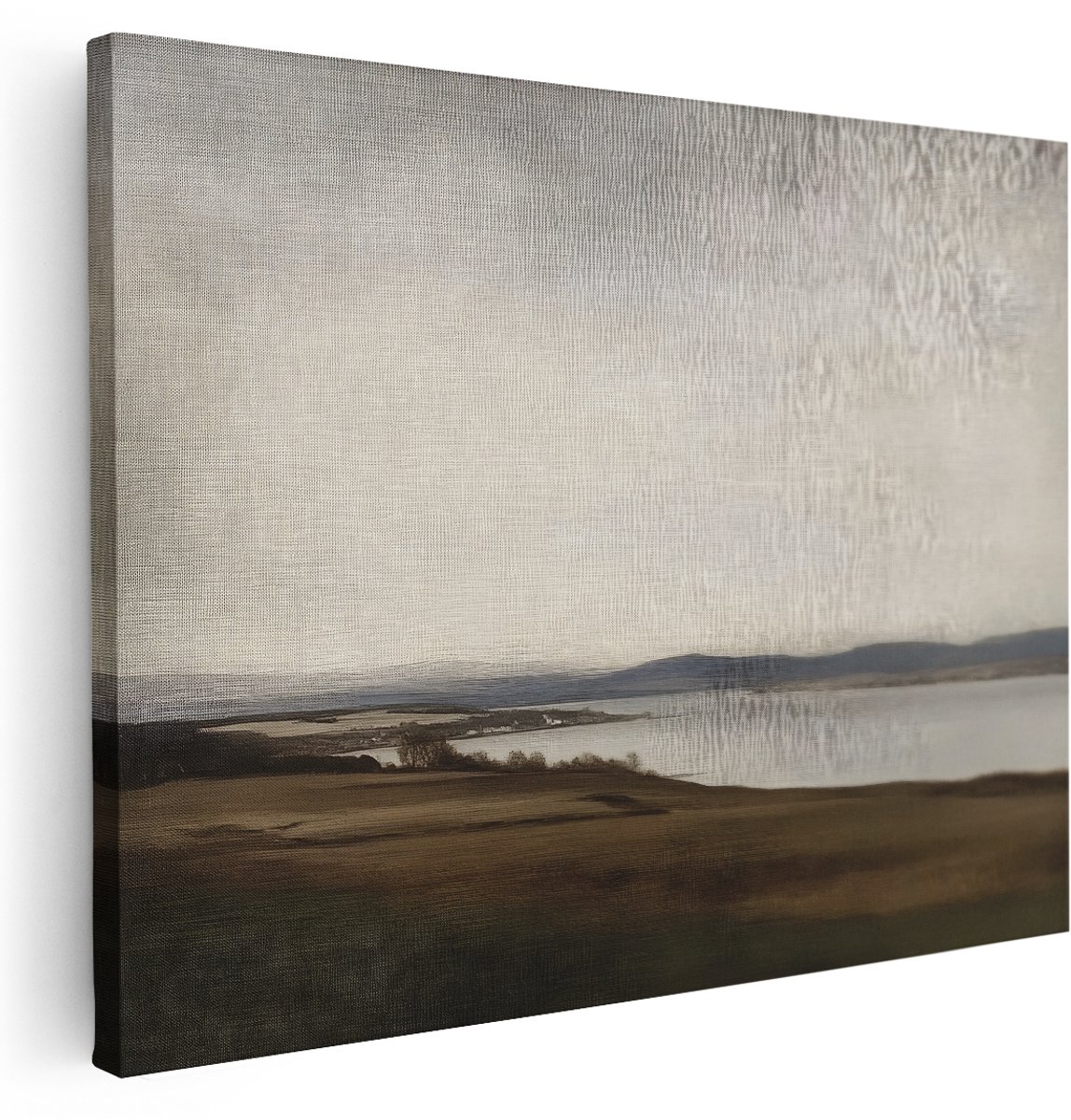 Artaza Canvas Schilderij Natuur - 160x120 cm - Groot - Wanddecoratie Landschap - Muurdecoratie Meer En Heuvels - Kamer Accessoires Sereen Uitzicht