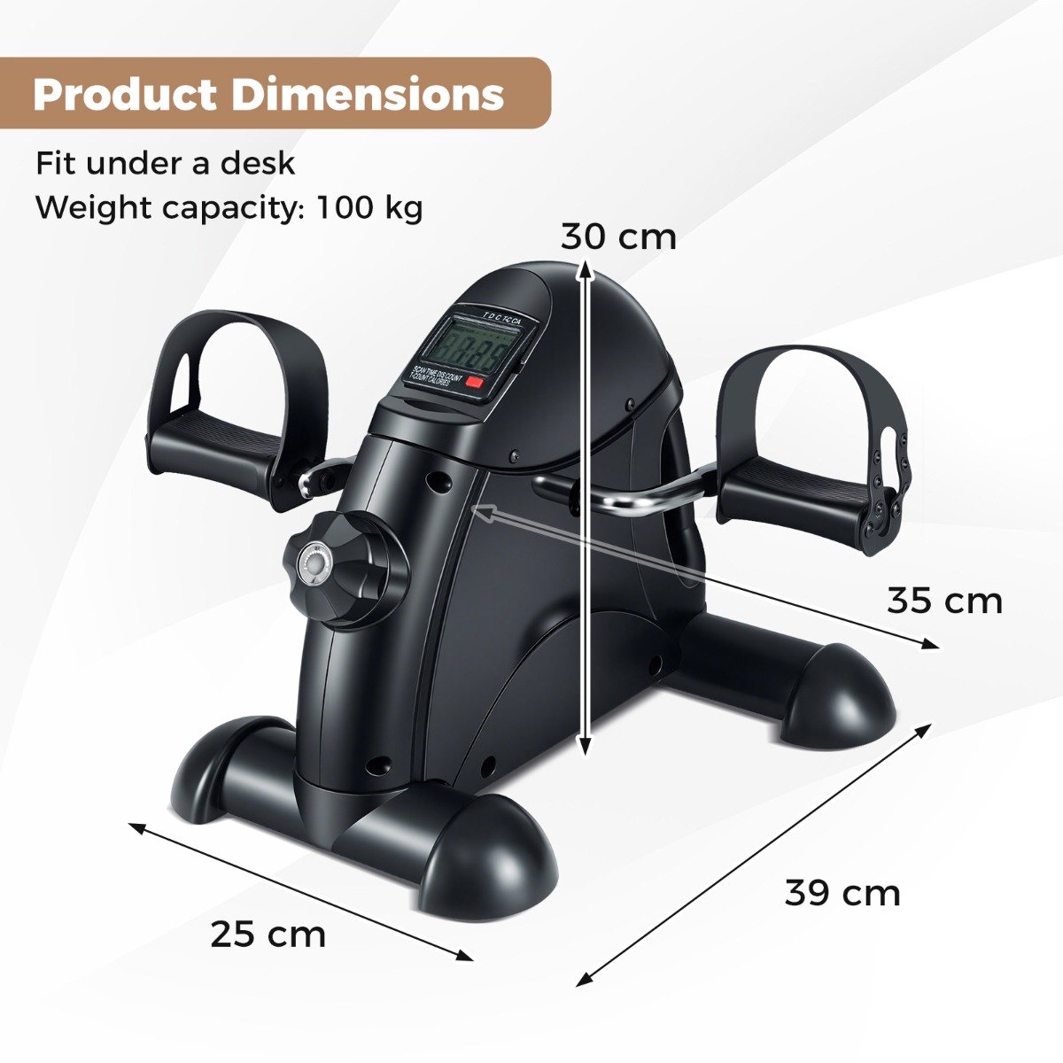 SureDeal® - Cardio fitne - Mini pedaaltrainer Draagbare - Arm - Beentraining Fiets pedaaltrainer - Senioren Zwart - 39x35x30 cm - Zwart